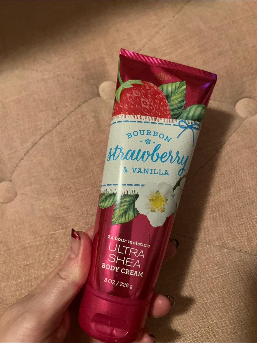Bath & Body Works Ultra Shea Body Cream - Bourbon Strawberry & Vanilla in Pink
